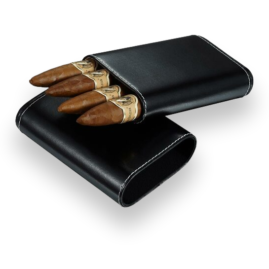 Visol Arnoldo Leather 4-Finger Cigar Case  - Exterior Front Open