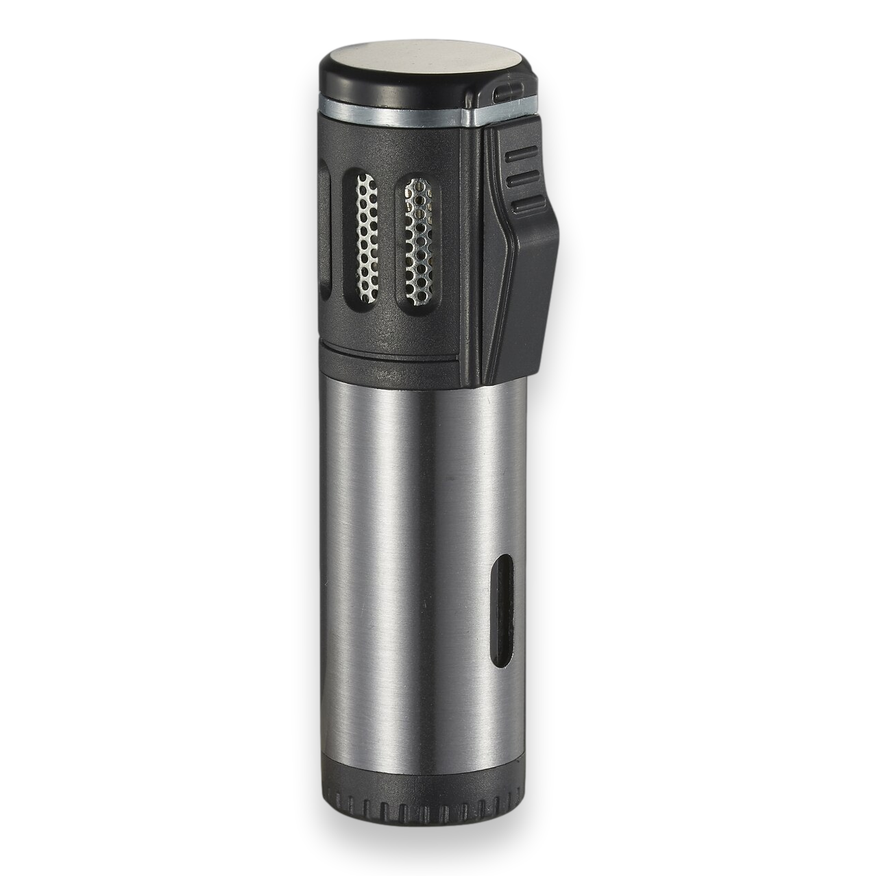 Visol Artemis Torch Flame Triple Jet Cigar Lighter - Brushed Silver - Exterior Front