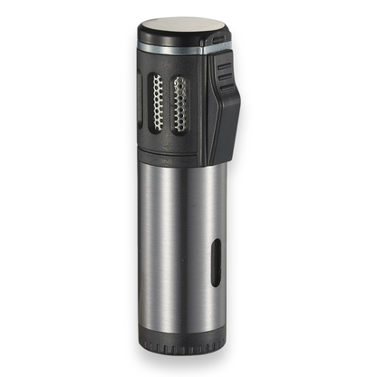 Visol Artemis Torch Flame Triple Jet Cigar Lighter - Brushed Silver - Exterior Front