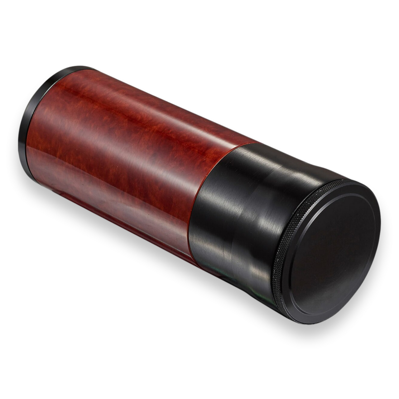 Visol Carlos 7-8 Cigar Travel Humidor - Burl and Black - Exterior Front