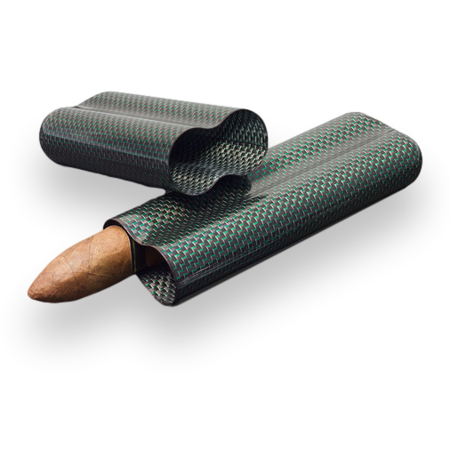 Visol Cartenium Carbon Fiber and Metal Cigar Case - 2 Finger - Interior Front with Cigars