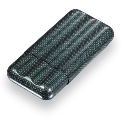 Visol Cartenium Carbon Fiber and Metal Cigar Case - 3 Finger - Exterior Front