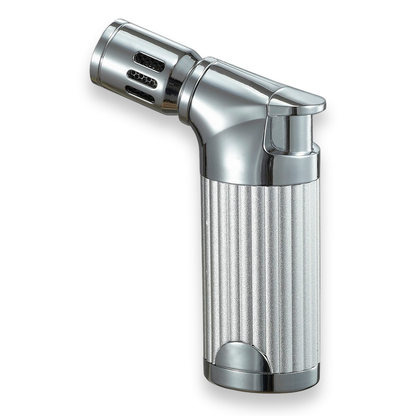 Visol Cato II Torch Flame Quad Jet Cigar Lighter - Silver Matte - Exterior Side