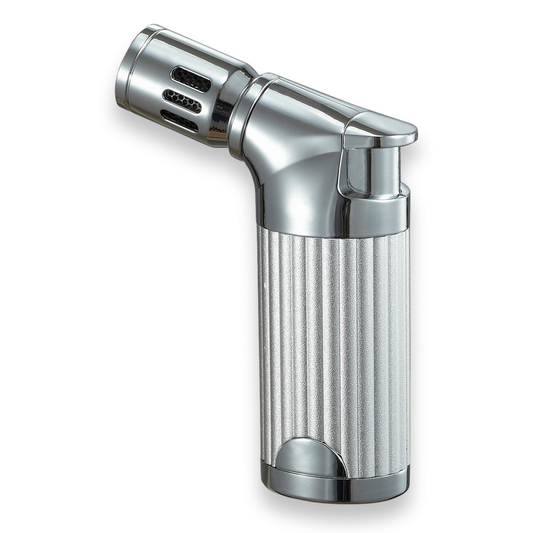 Visol Cato II Torch Flame Quad Jet Cigar Lighter - Silver Matte - Exterior Side