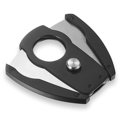 Visol Corbett Guillotine Double-Blade Cigar Cutter - Black Matte - Exterior Front Open