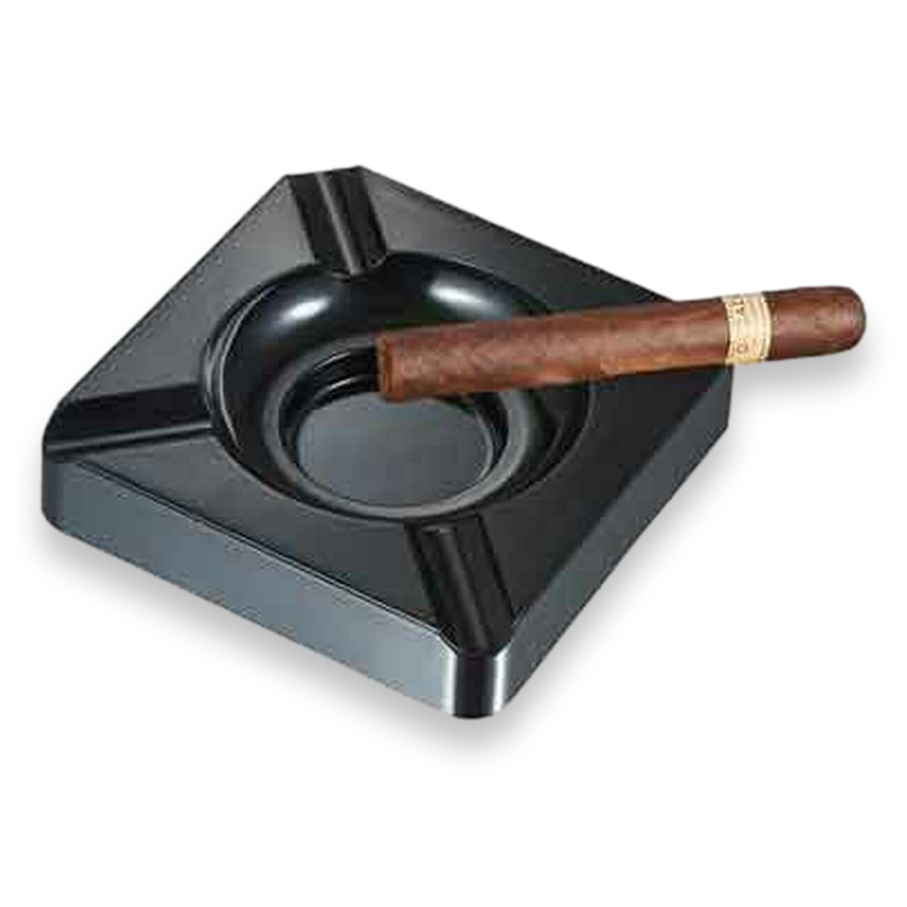 Visol Cristobal Metal 4-Cigar Ashtray  - Exterior Front with Cigar