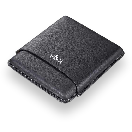Visol Dakota Black Leatherette Cigar Case - 5-Finger - Exterior Front Closed