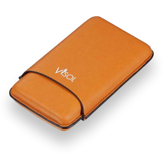 Visol Dakota Tan Leatherette Cigar Case - 3-Finger - Exterior Front Closed