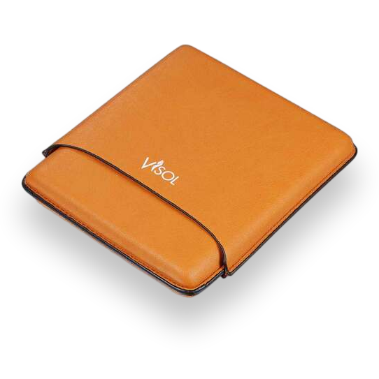 Visol Dakota Tan Leatherette Cigar Case - 5-Finger - Exterior Front Closed