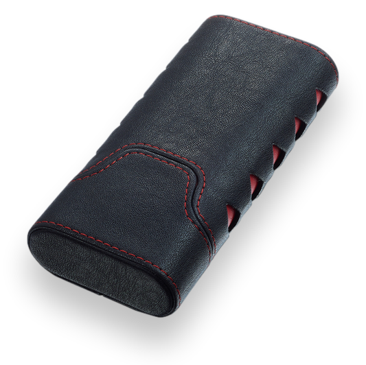 Visol Diamond Pu Leather 3-Finger Cigar Case  - Exterior Front Closed