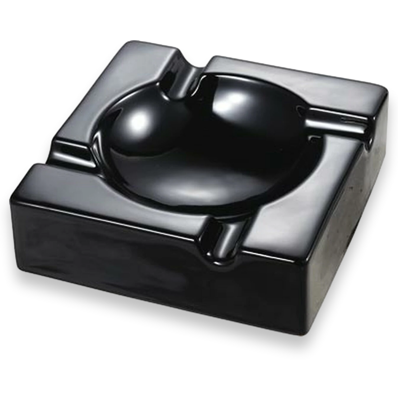 Visol Donovan Ceramic 4-Cigar Ashtray - For Patio Use - Black - Exterior Front