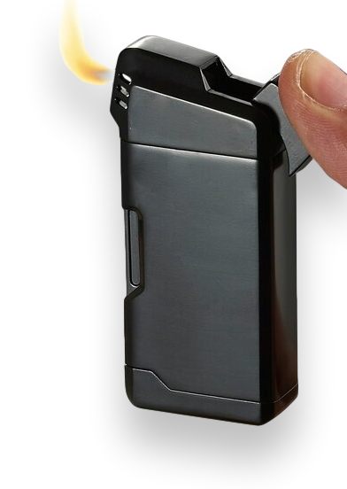 Visol Epirus Soft Flame Cigar Pipe Lighter - Black - Exterior Front Ignition