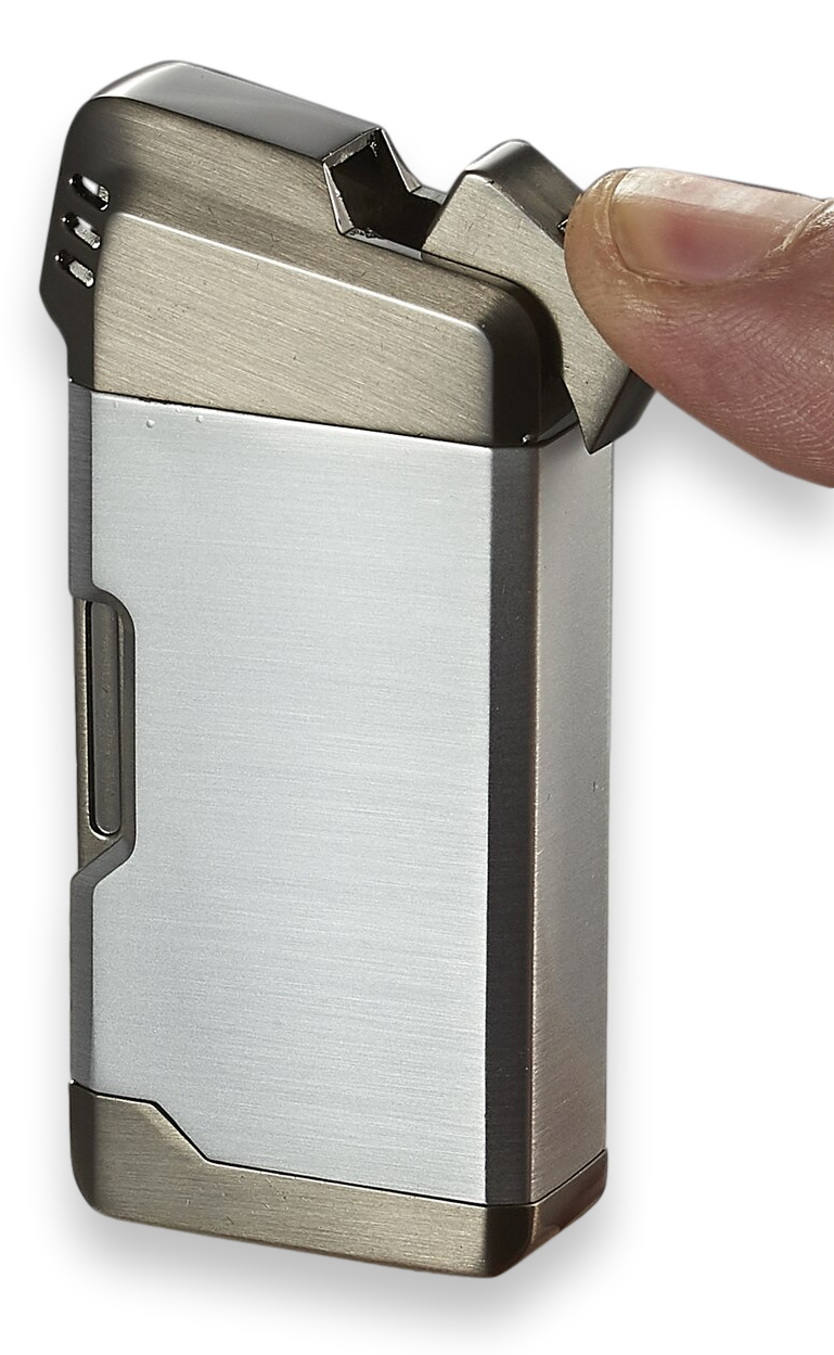 Visol Epirus Soft Flame Cigar Pipe Lighter - Silver - Exterior Front Ignition