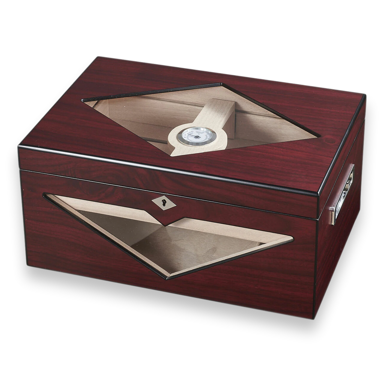 Visol Hudson Wood Stain Red Antique 125-Cigar Desktop Humidor  - Exterior Front
