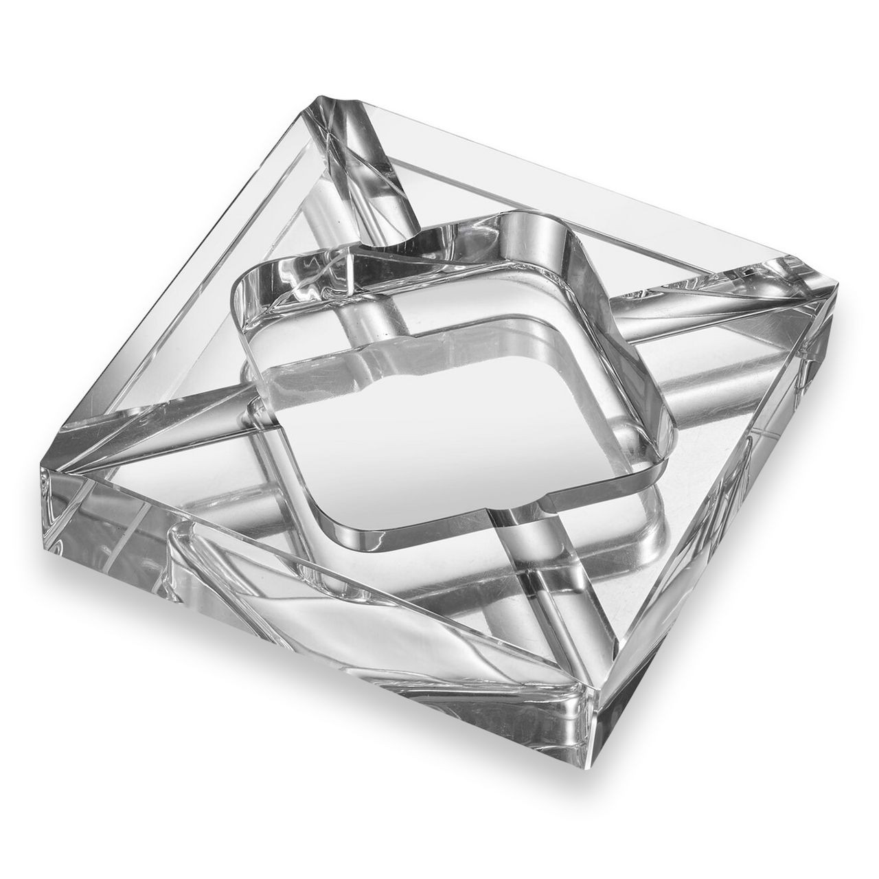 Visol Hyperion Square Crystal 4-Cigar Ashtray  - Exterior Front