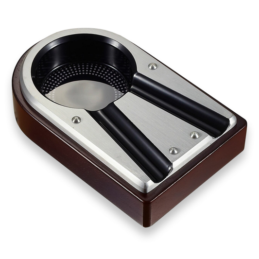 Visol Lock  Metal and Wood 2-Cigar Ashtray  - Exterior Front