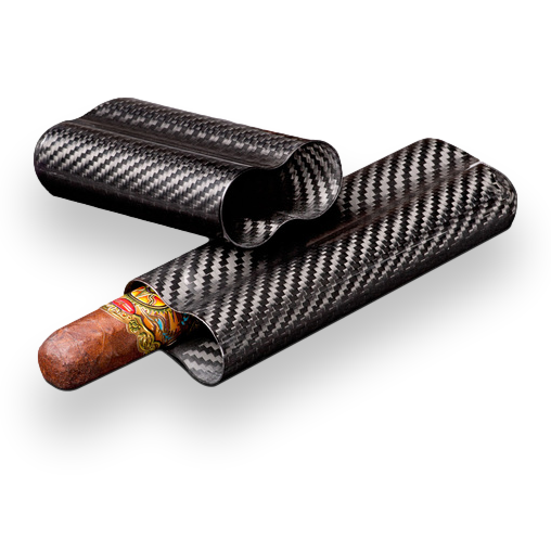 Visol Night Carbon Fiber Cigar Case - 2 Finger - Exterior Front