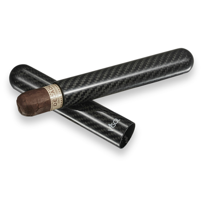 Visol Night II Metal 1-Cigar Tube - Carbon Fiber - Exterior Front Open