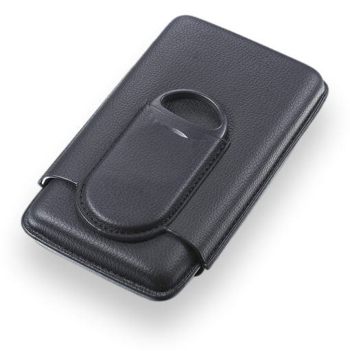 Visol Preston Leather 3-Finger Cigar Case with Cutter  - Exterior Front Closed
