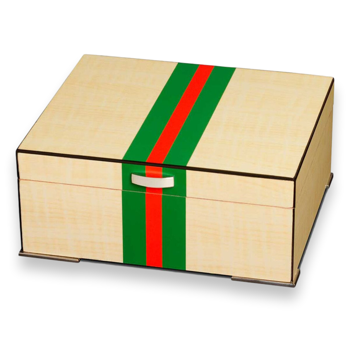Visol Regio Contemporary Red and Green 50-Cigar Desktop Humidor  - Exterior Front