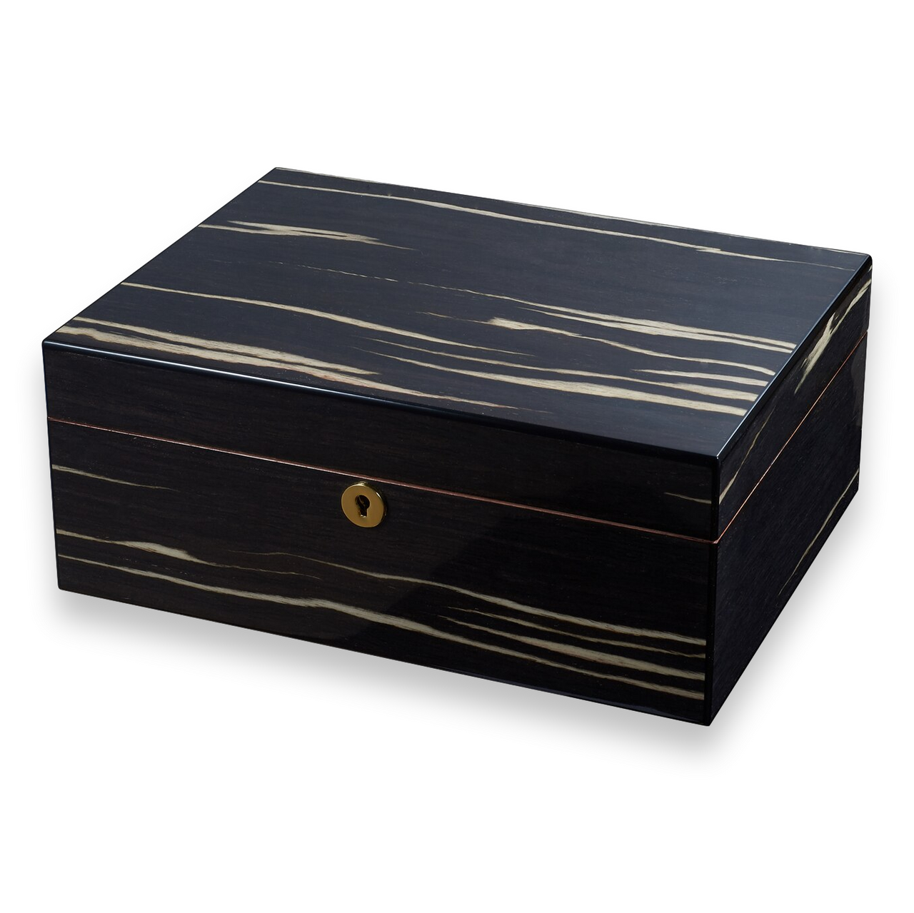 Visol Remo Wood Locking  50-Cigar Desktop Humidor  - Exterior Front