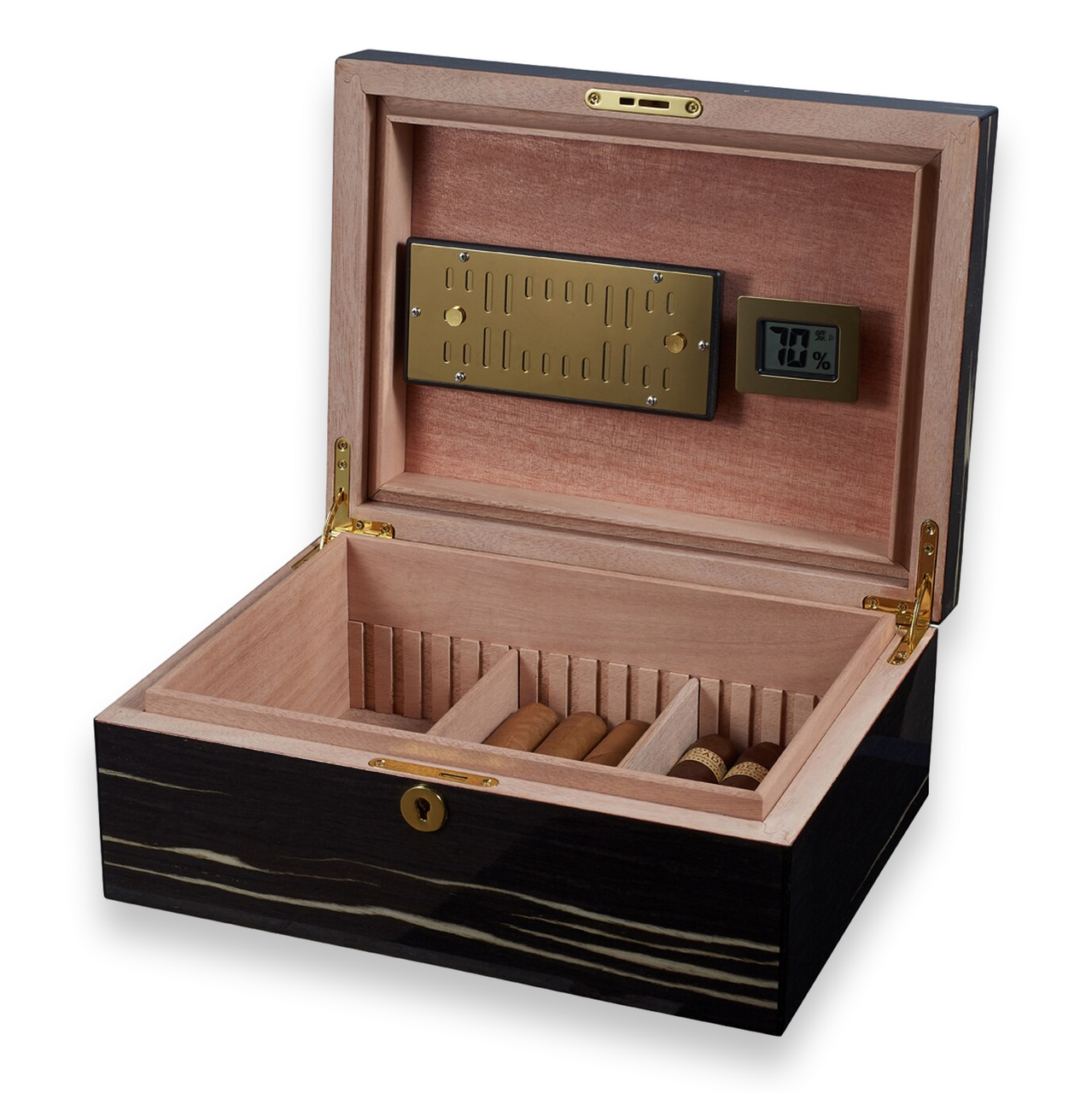 Visol Remo Wood Locking  50-Cigar Desktop Humidor  - Interior