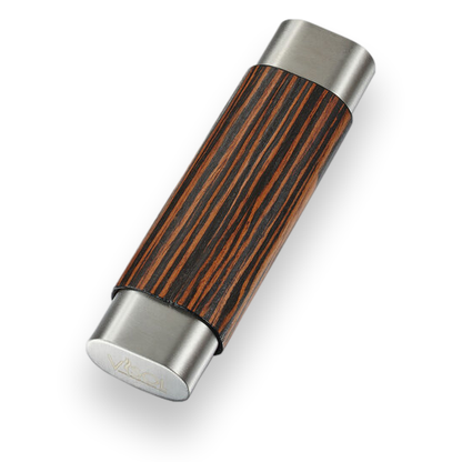 Visol Ryland Wood and Metal 2-Finger Cigar Case - Ebony Wood and Stainless Steel - Exterior Front