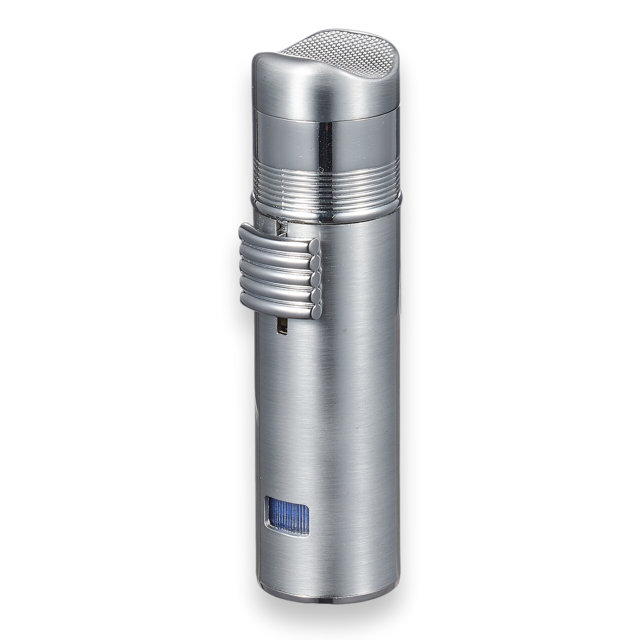 Visol Saddle Torch Flame Triple Jet Cigar Lighter - Silver - Exterior Front