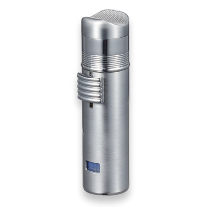 Visol Saddle Torch Flame Triple Jet Cigar Lighter - Silver - Exterior Front