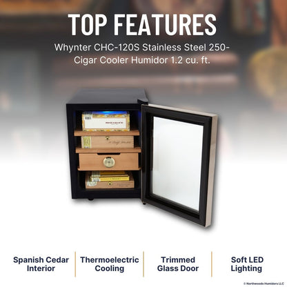 Whynter CHC-120S Stainless Steel 250-Cigar Cooler Humidor 1.2 cu. ft.