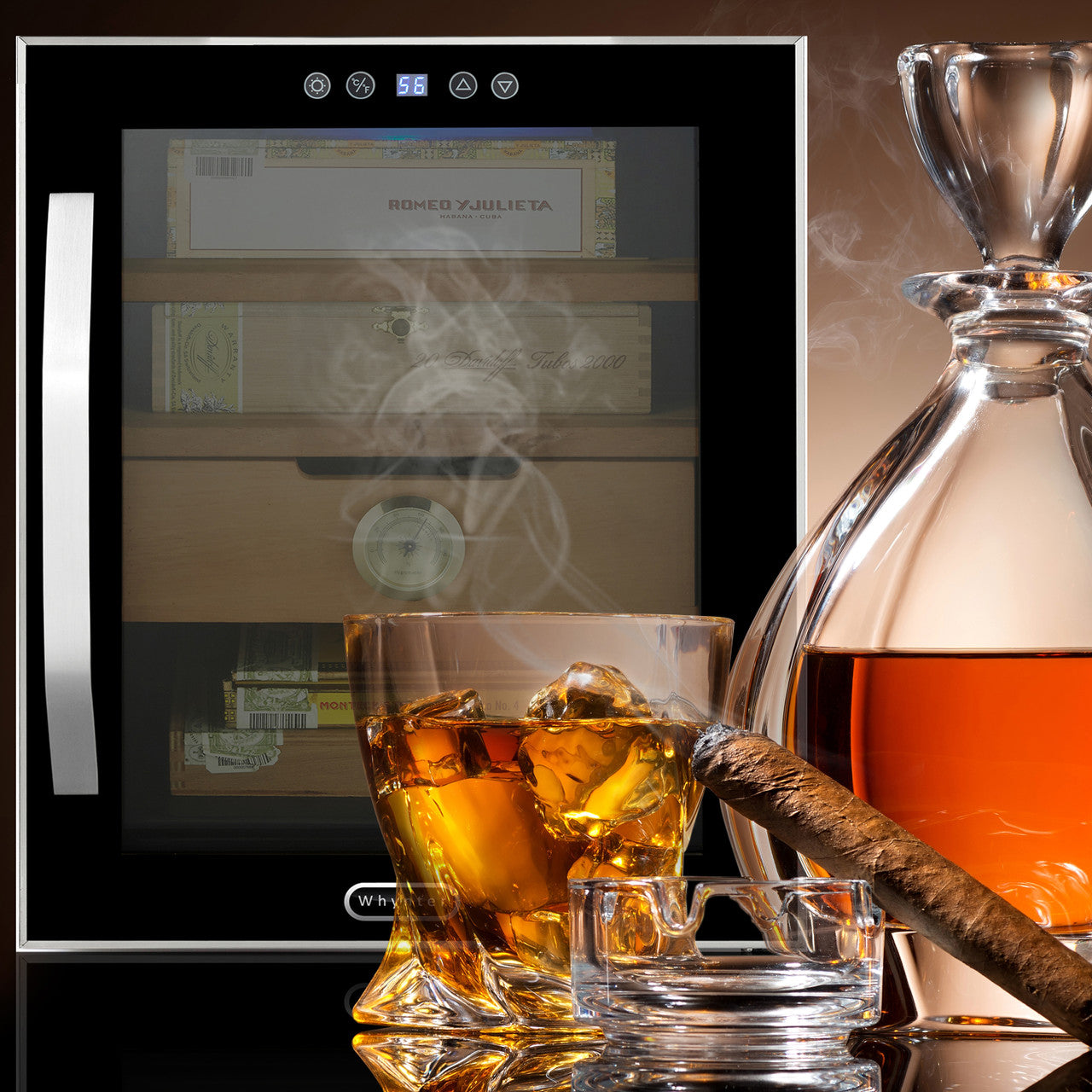 Whynter CHC-122BD Elite Touch Control Stainless 250-Cigar Cooler Humidor 1.2 cu. ft.  - Exterior Front Lifestyle