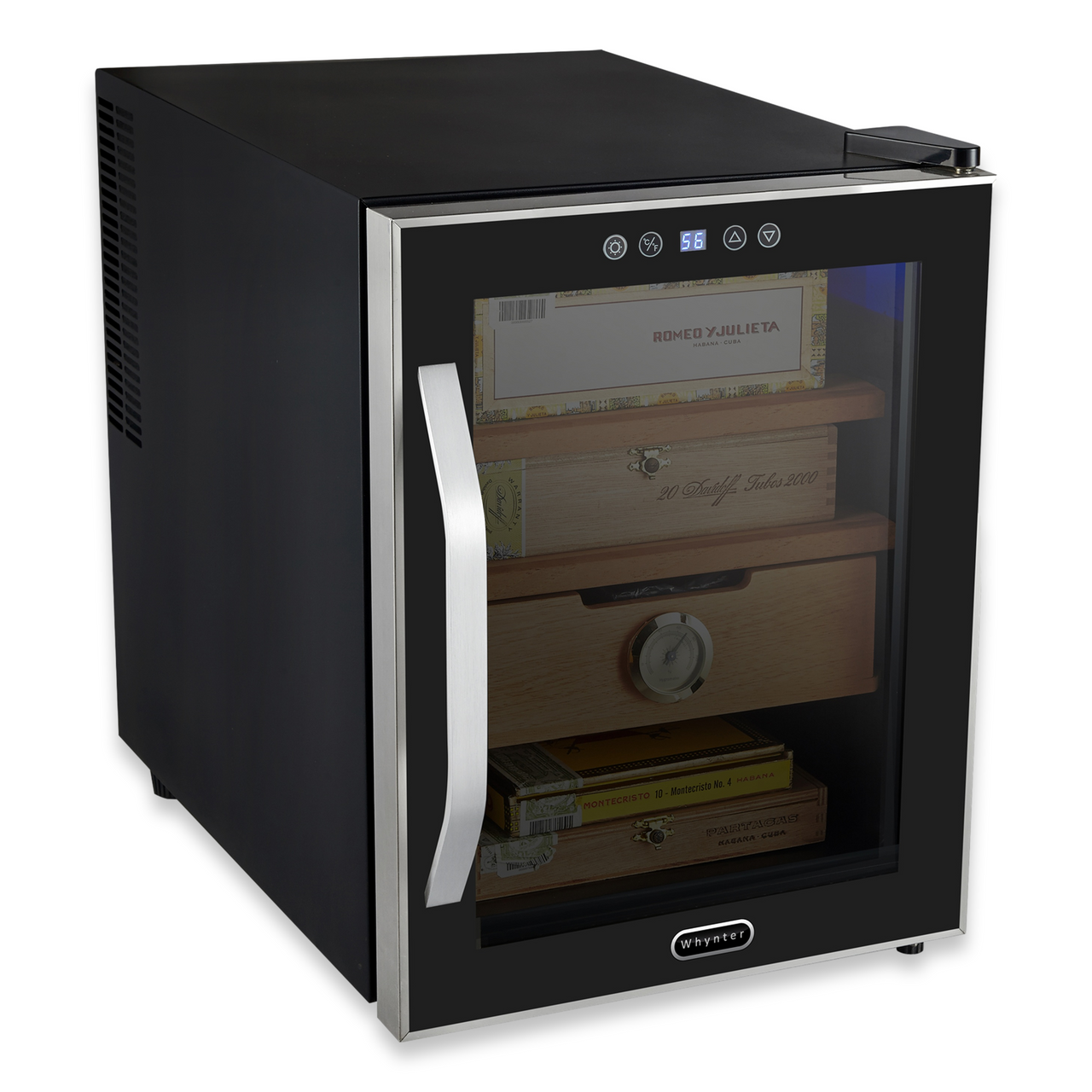 Whynter CHC-122BD Elite Touch Control Stainless 250-Cigar Cooler Humidor 1.2 cu. ft.  - Exterior Front Side Left
