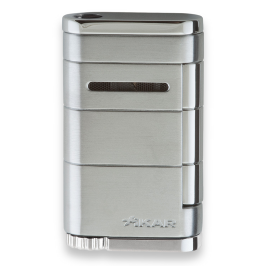 Xikar Allume Single Torch Flame Cigar Lighter - Silver - Exterior Front