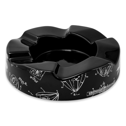 Xikar Wave Ceramic 6-Cigar Ashtray - Black - Exterior Side 2