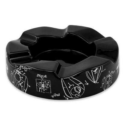 Xikar Wave Ceramic 6-Cigar Ashtray - Black - Exterior Side 1