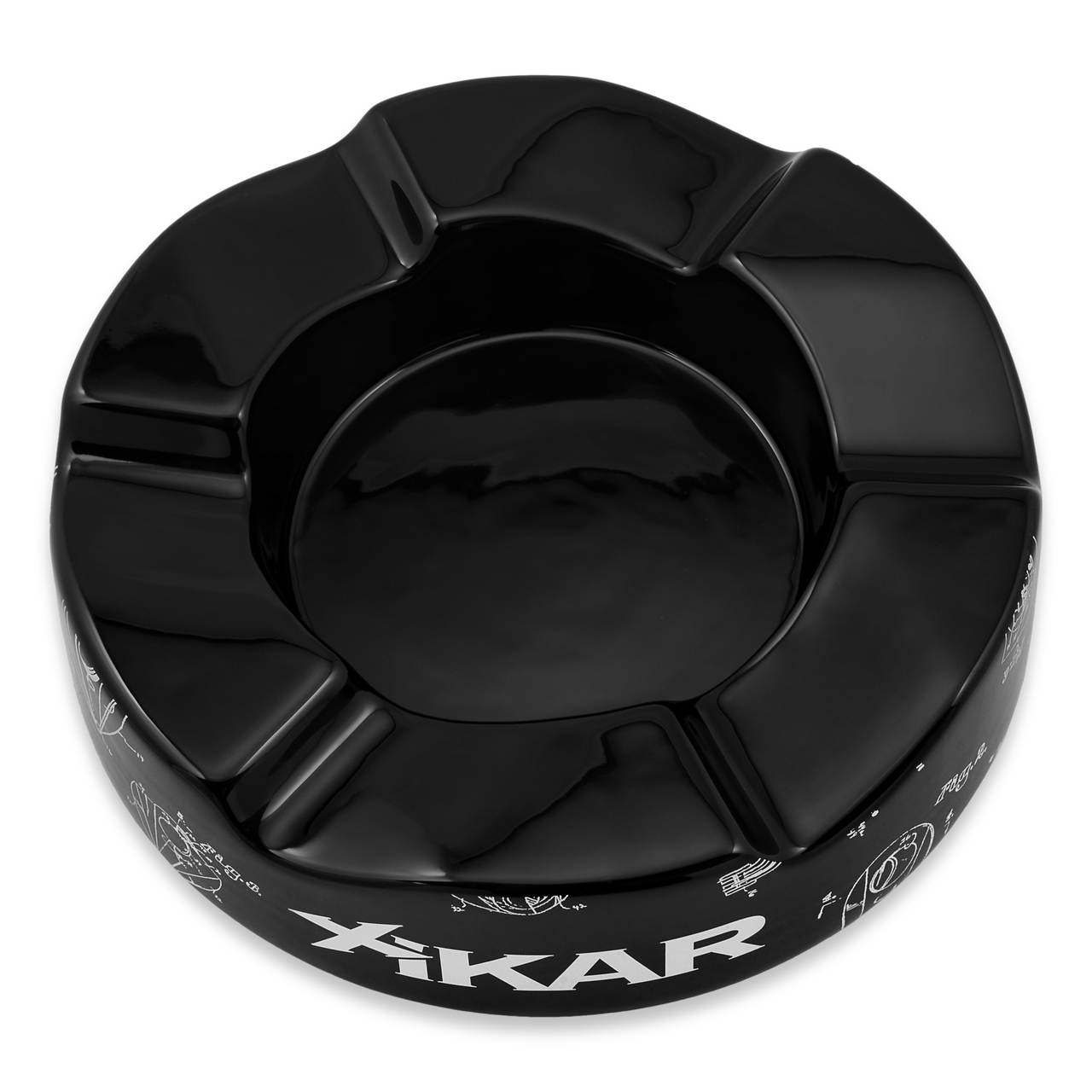 Xikar Wave Ceramic 6-Cigar Ashtray - Black - Exterior Top