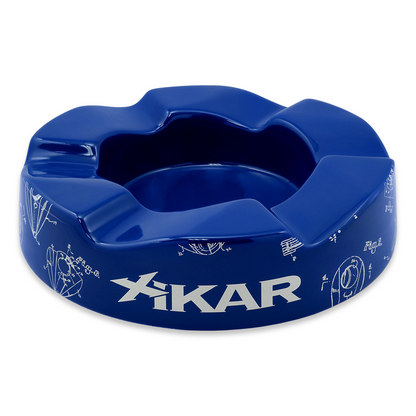 Xikar Wave Ceramic 6-Cigar Ashtray - Blue - Exterior Front Cigar Slots