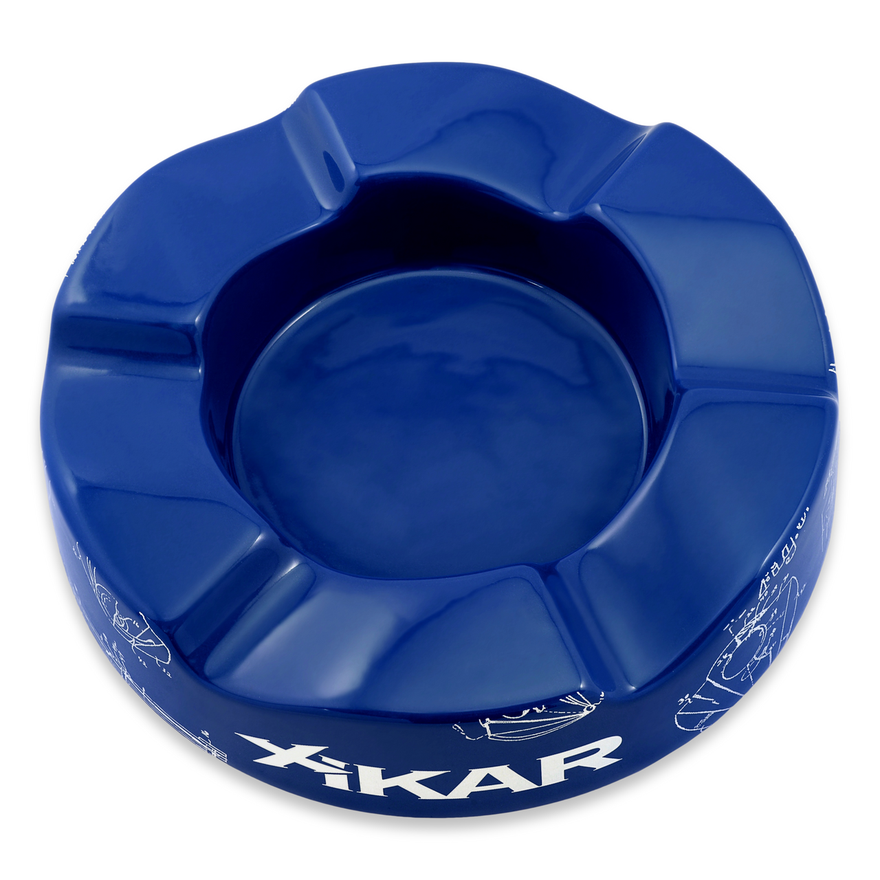 Xikar Wave Ceramic 6-Cigar Ashtray - Blue - Exterior Top