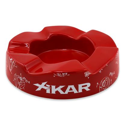 Xikar Wave Ceramic 6-Cigar Ashtray - Red - Exterior Front Cigar Slots
