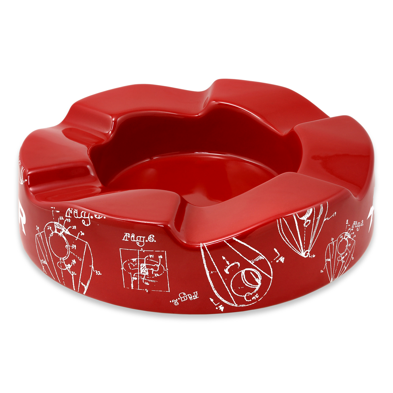 Xikar Wave Ceramic 6-Cigar Ashtray - Red - Exterior Side 2