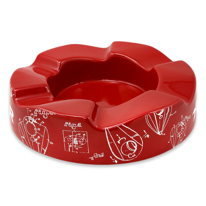 Xikar Wave Ceramic 6-Cigar Ashtray - Red - Exterior Side 2