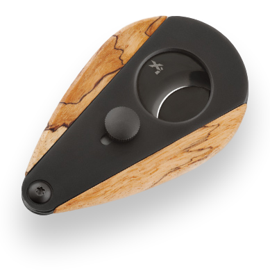 Xikar Xi3 Phantom Spalted Tamarind Guillotine Cut Double-Blade Cigar Cutter - Exterior Front