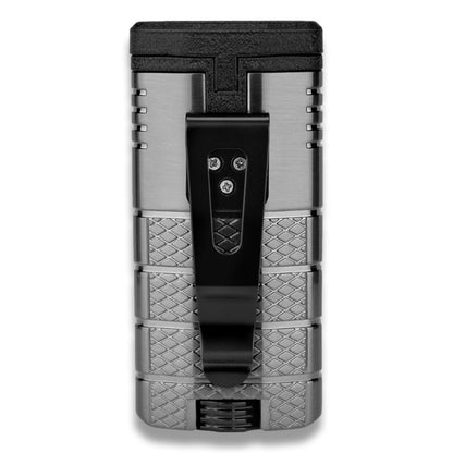 Xikar Tactical 3 Torch Flame Triple Jet Cigar Lighter - Gunmetal and Black - Back Side