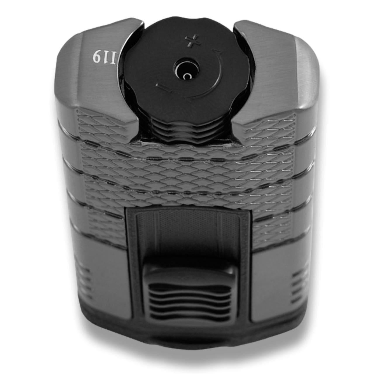 Xikar Tactical 3 Torch Flame Triple Jet Cigar Lighter - Gunmetal and Black - Bottom