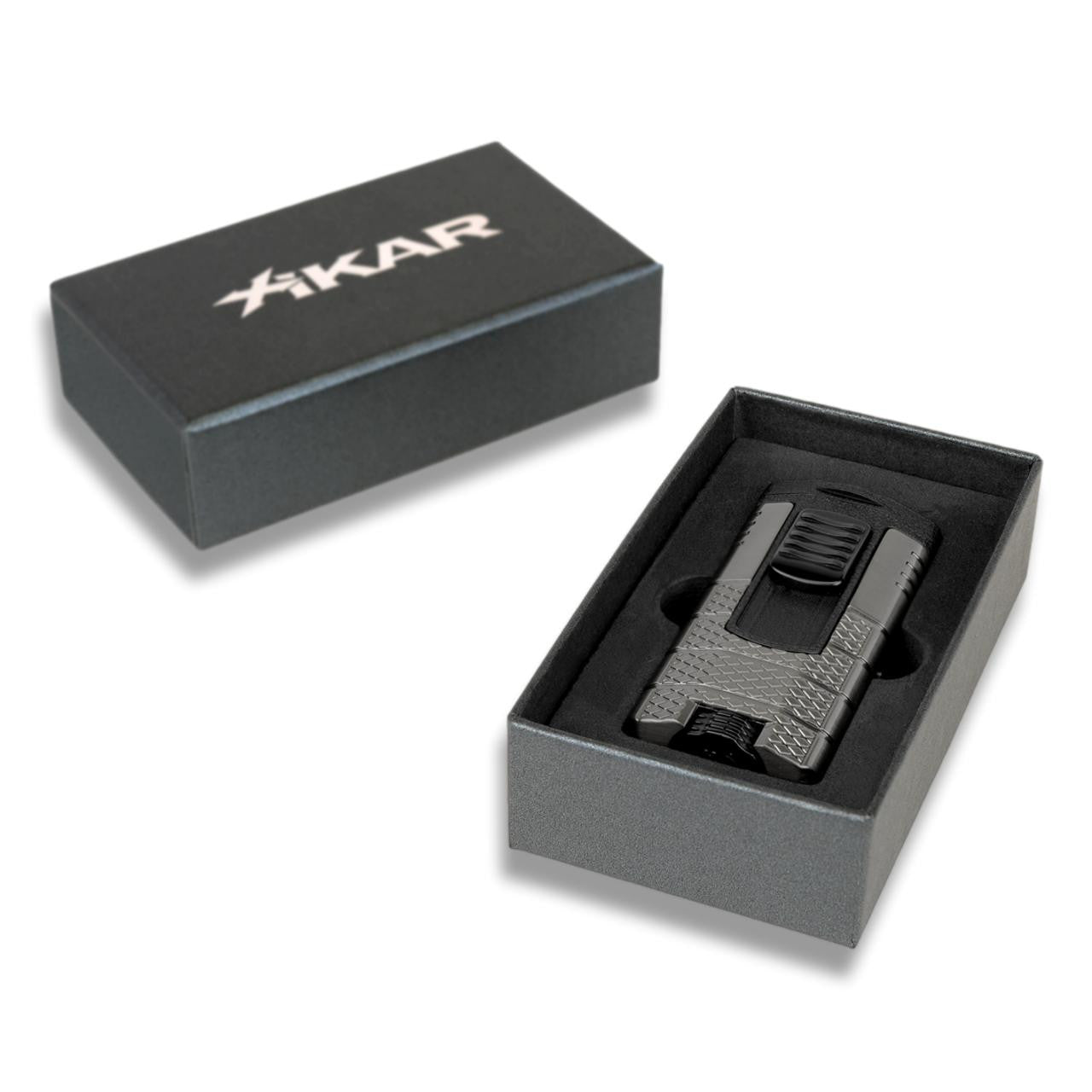 Xikar Tactical 3 Torch Flame Triple Jet Cigar Lighter - Gunmetal and Black - Box