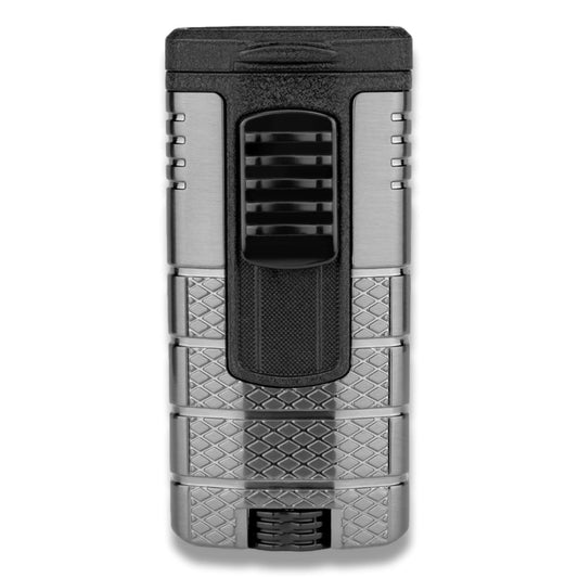 Xikar Tactical 3 Torch Flame Triple Jet Cigar Lighter - Gunmetal and Black - Front