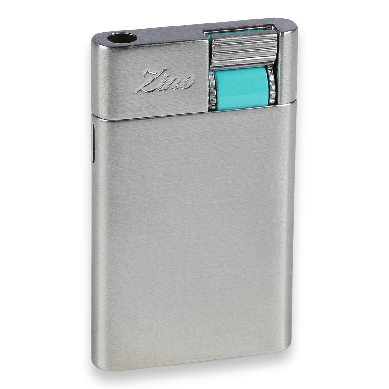 Zino Davidoff ZS Torch Flame Single Jet Cigar Lighter - 2020 Series - Chrome and Cyan - Exterior Front