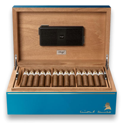 Davidoff Winston Churchill Ambassador Blue 80-Cigar Desktop Humidor