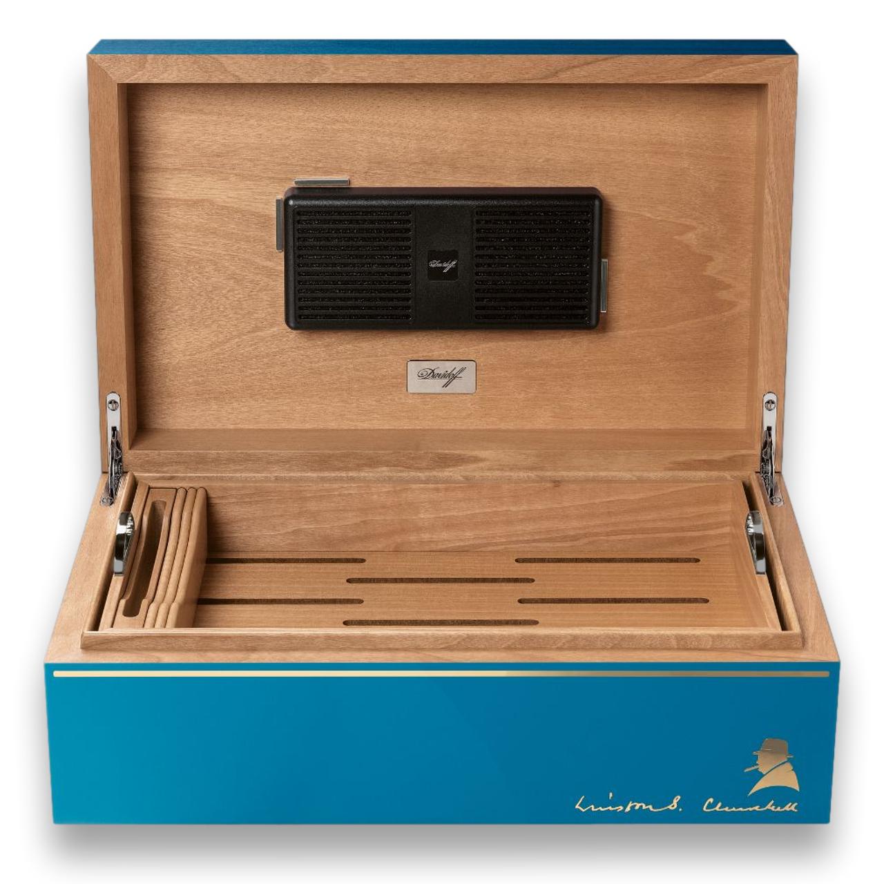 Davidoff Winston Churchill Ambassador Blue 80-Cigar Desktop Humidor