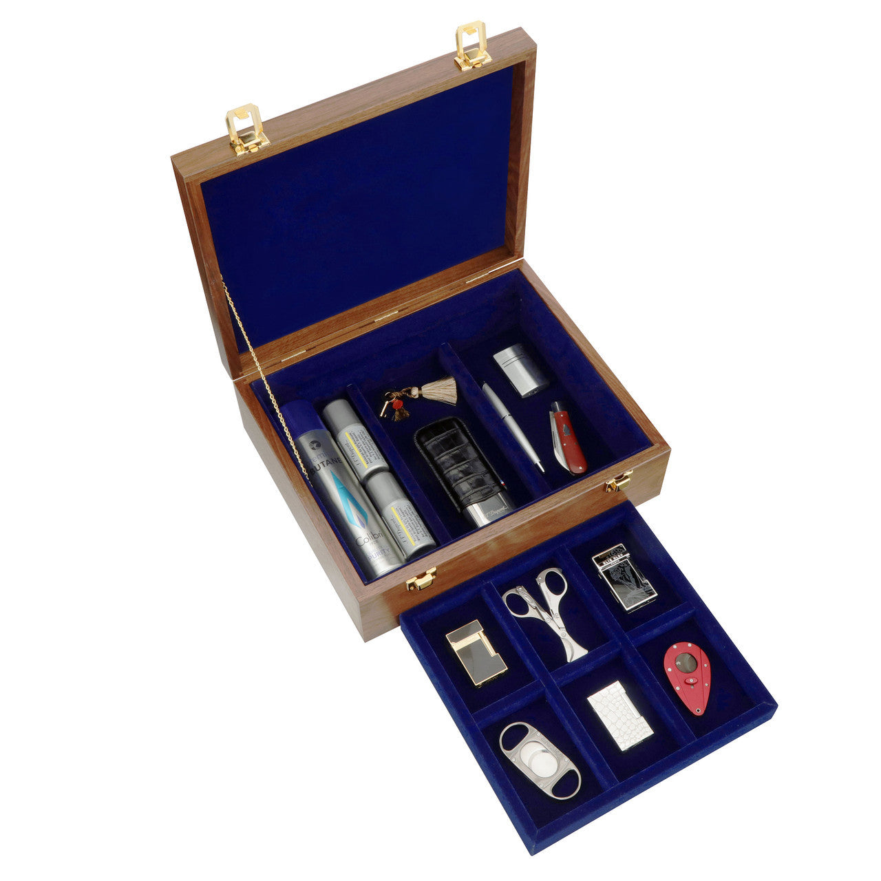 Ultimate Cigar Gift Set - Wood Organizer, Large Humidor, and Torch Lighter
